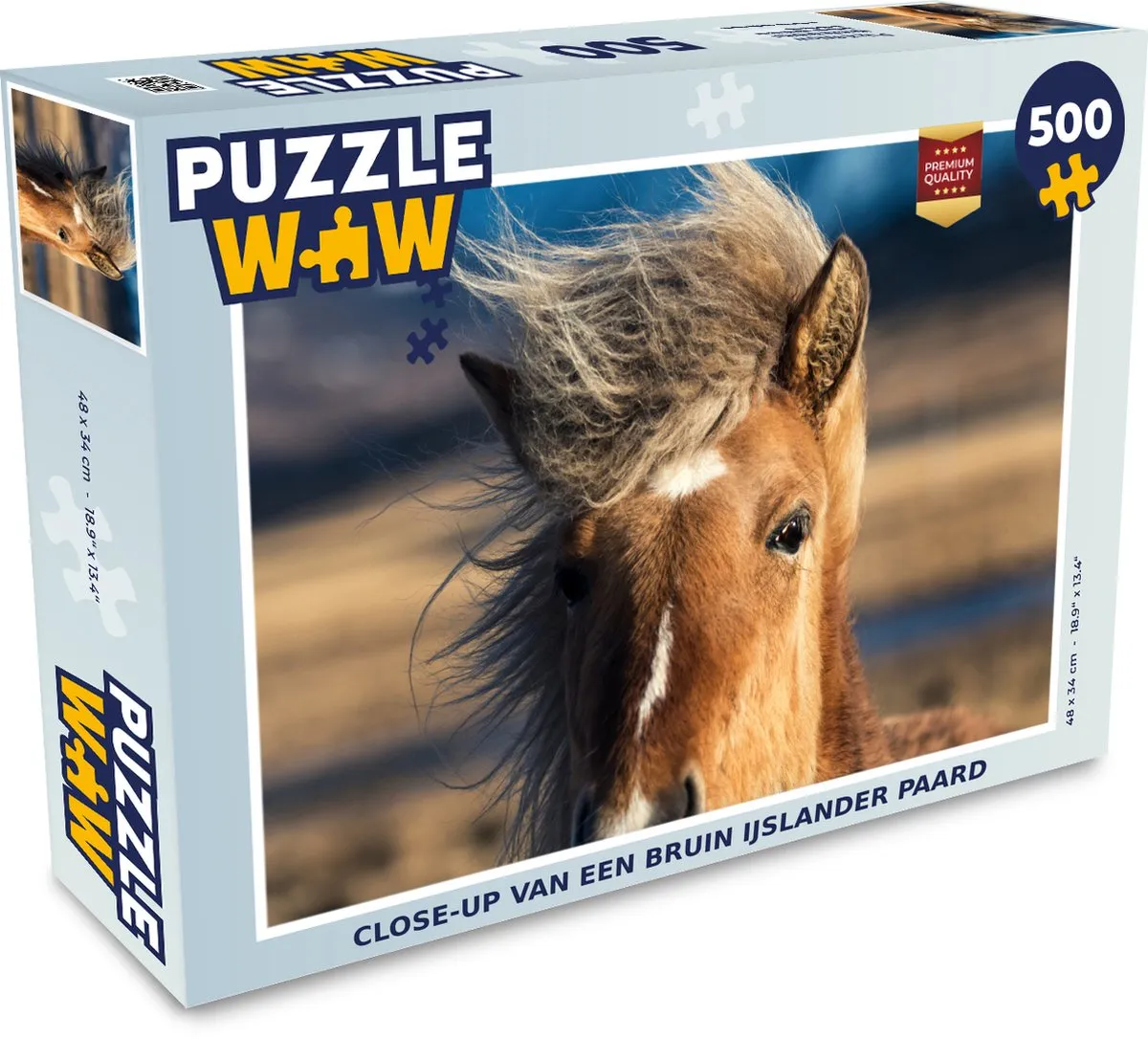PuzzleWow IJslander Paard Legpuzzel 500 Stuks - Multicolor