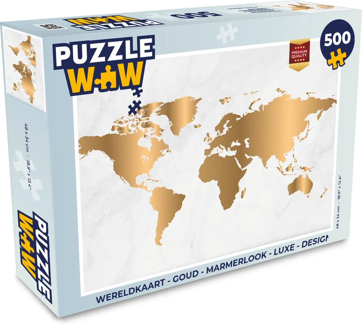 PuzzleWow Wereldkaart Puzzel 500 Stuks - Multicolor