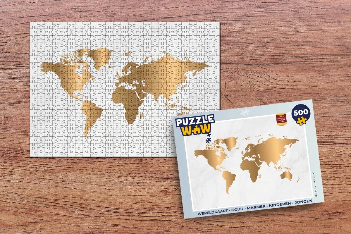 PuzzleWow Wereldkaart Puzzel 500 Stuks - Multicolor