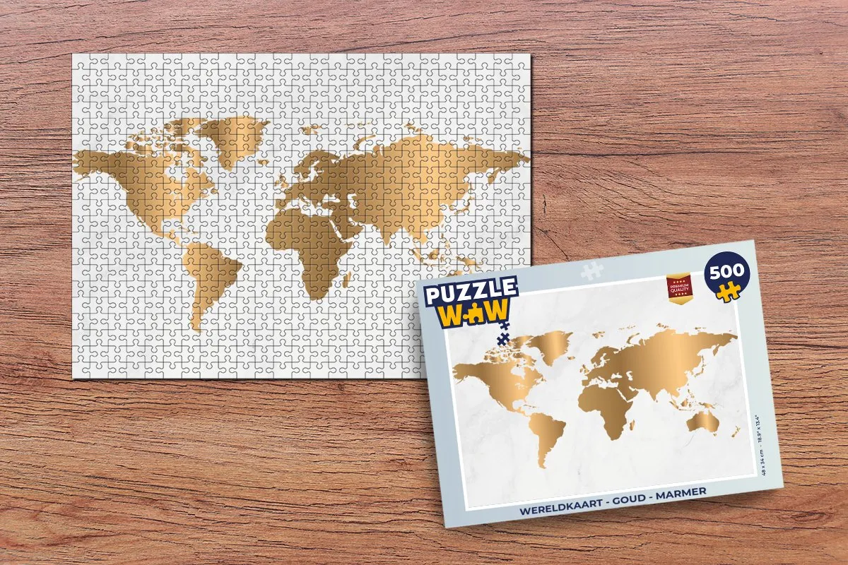 PuzzleWow Wereldkaart Puzzel 500 Stuks - Multicolor