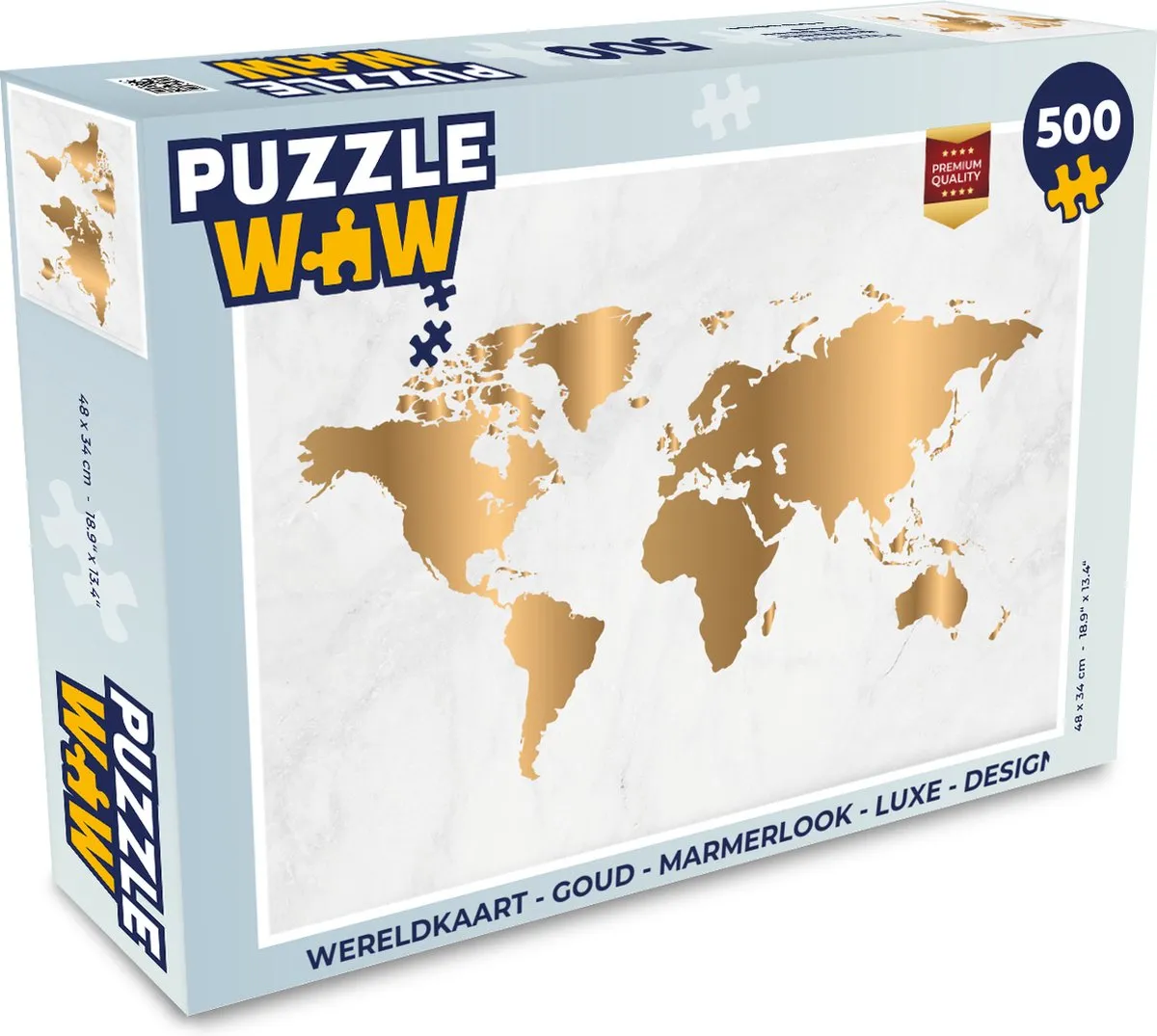 PuzzleWow Wereldkaart Puzzel 500 Stuks - Multicolor
