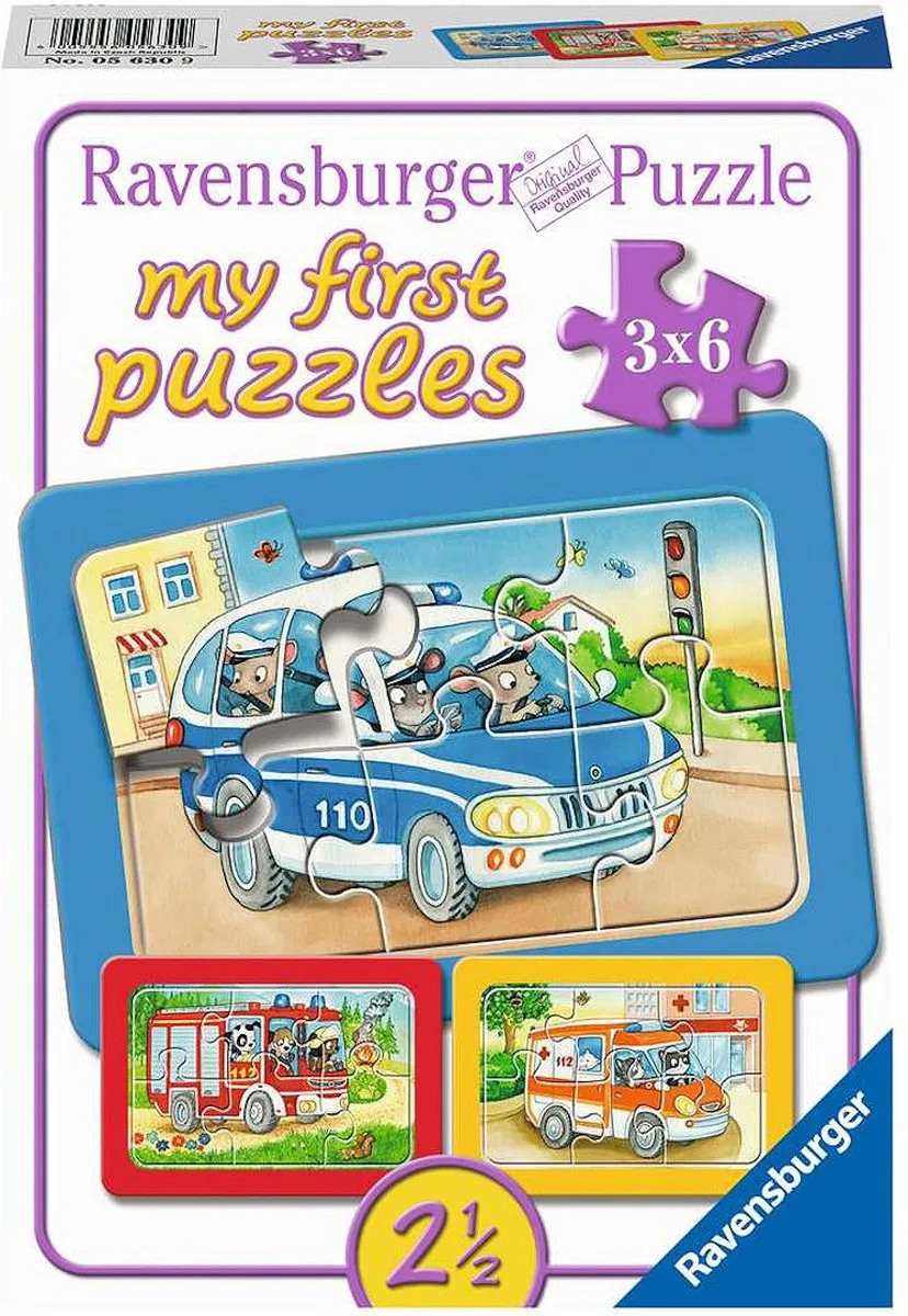 Ravensburger Dieren aan het Werk Legpuzzel 3x6 Stuks