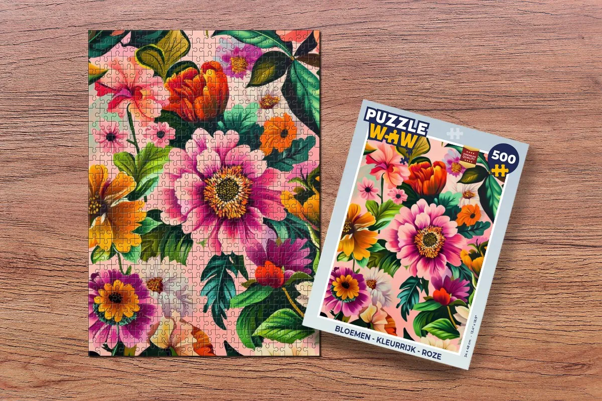 PuzzleWow Bloemen Roze Legpuzzel 500 Stuks - MPN 8721169398723