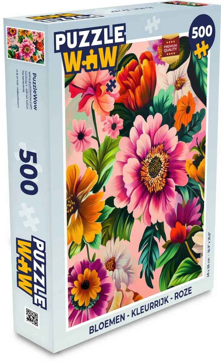 PuzzleWow Bloemen Roze Legpuzzel 500 Stuks - MPN 8721169398723