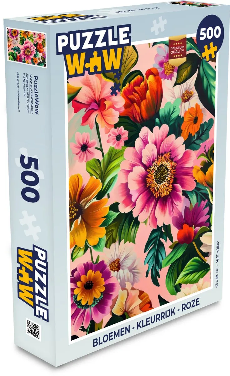 PuzzleWow Bloemen Roze Legpuzzel 500 Stuks