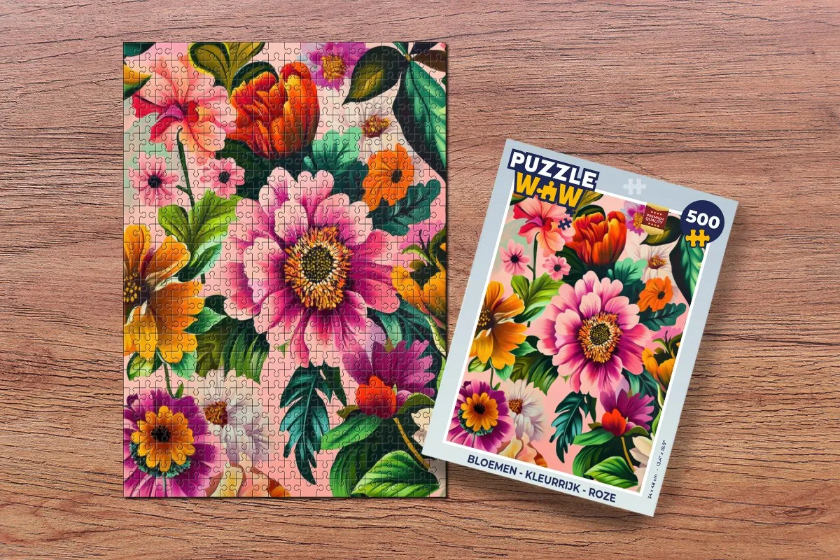 PuzzleWow Bloemen Roze Legpuzzel 500 Stuks - MPN 8721169398723