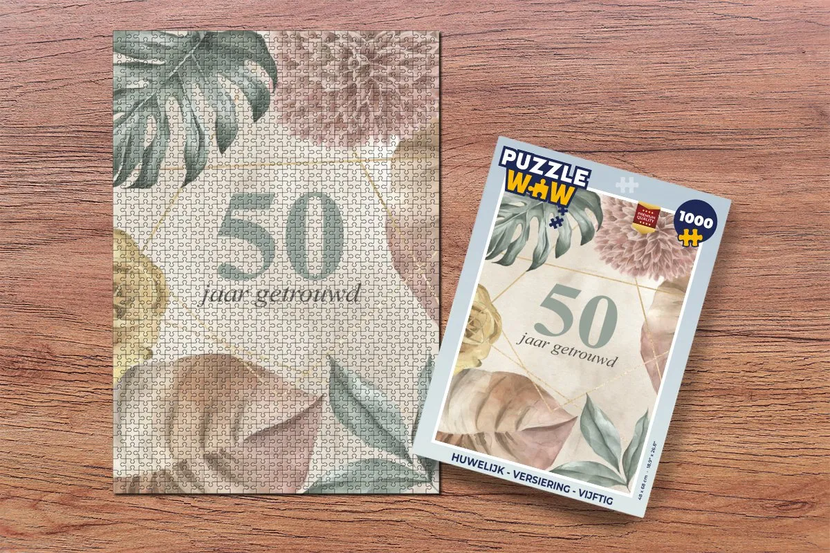 PuzzleWow 50 Jaar Getrouwd Legpuzzel 1000 Stuks - Multicolor