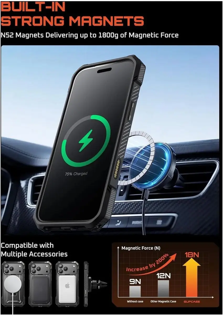 Supcase Unicorn Beetle Grip Hoesje iPhone 18 Pro - MagSafe - Zwart - afbeelding 4 van 6