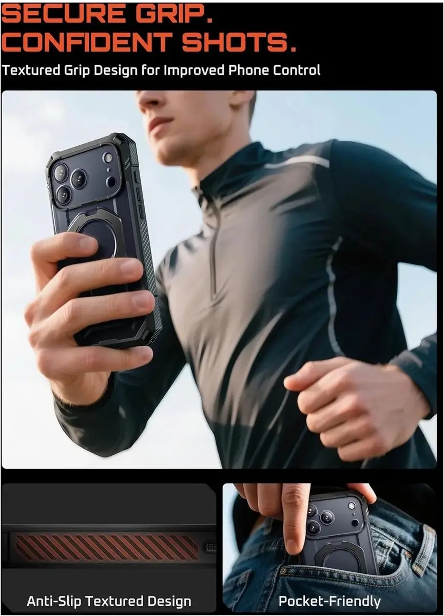 Supcase Hoesje iPhone 18 Pro UB Grip - Ingebouwde Screenprotector - MagSafe - Zwart