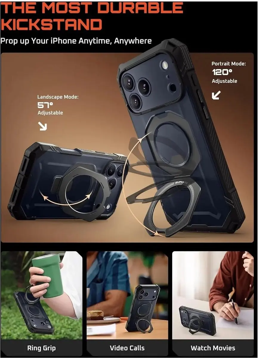 Supcase Hoesje iPhone 18 Pro UB Grip - Ingebouwde Screenprotector - MagSafe - Zwart