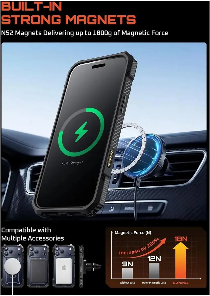 Supcase Unicorn Beetle Grip Hoesje iPhone 18 Pro Max - MagSafe - Zwart