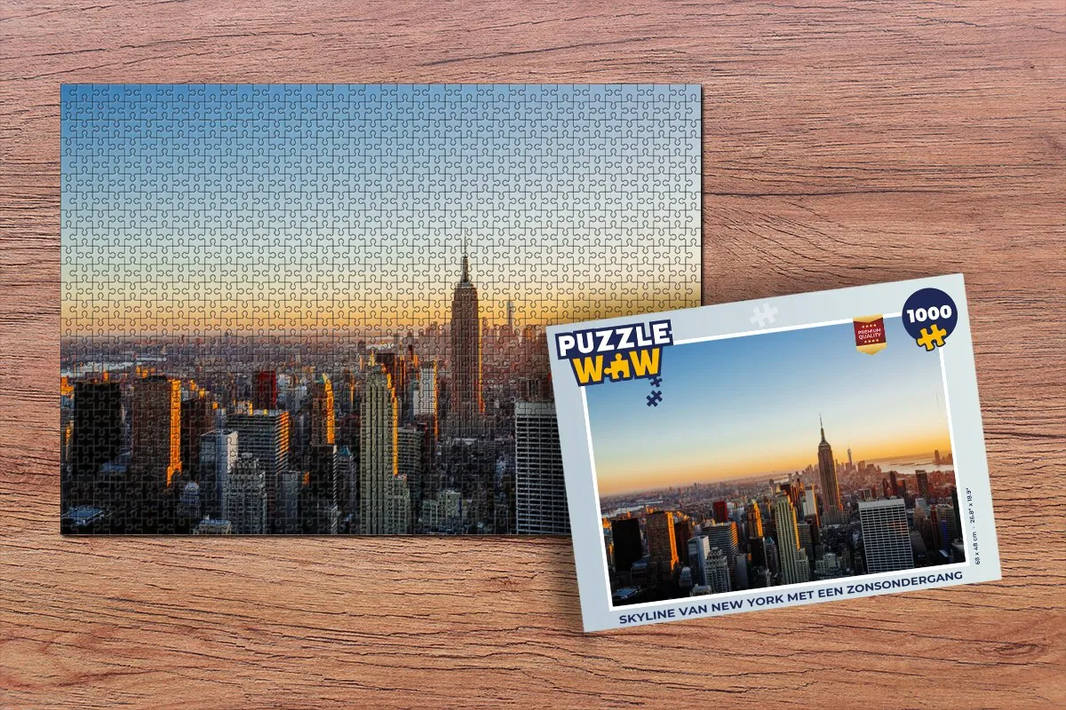 PuzzleWow New York Skyline Zonsondergang Legpuzzel 1000 Stuks