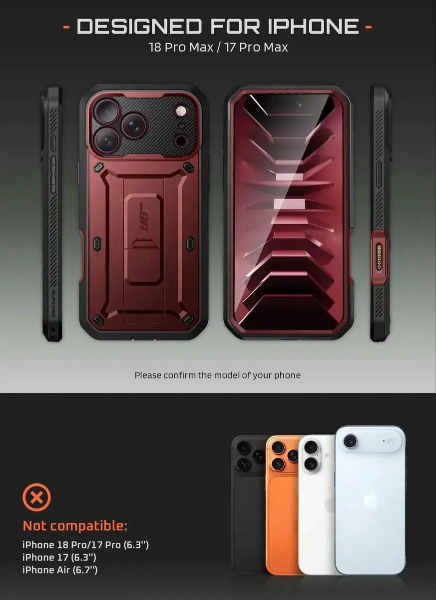 Supcase Unicorn Beetle Pro Hoesje iPhone 18 Pro Max - Burgundy