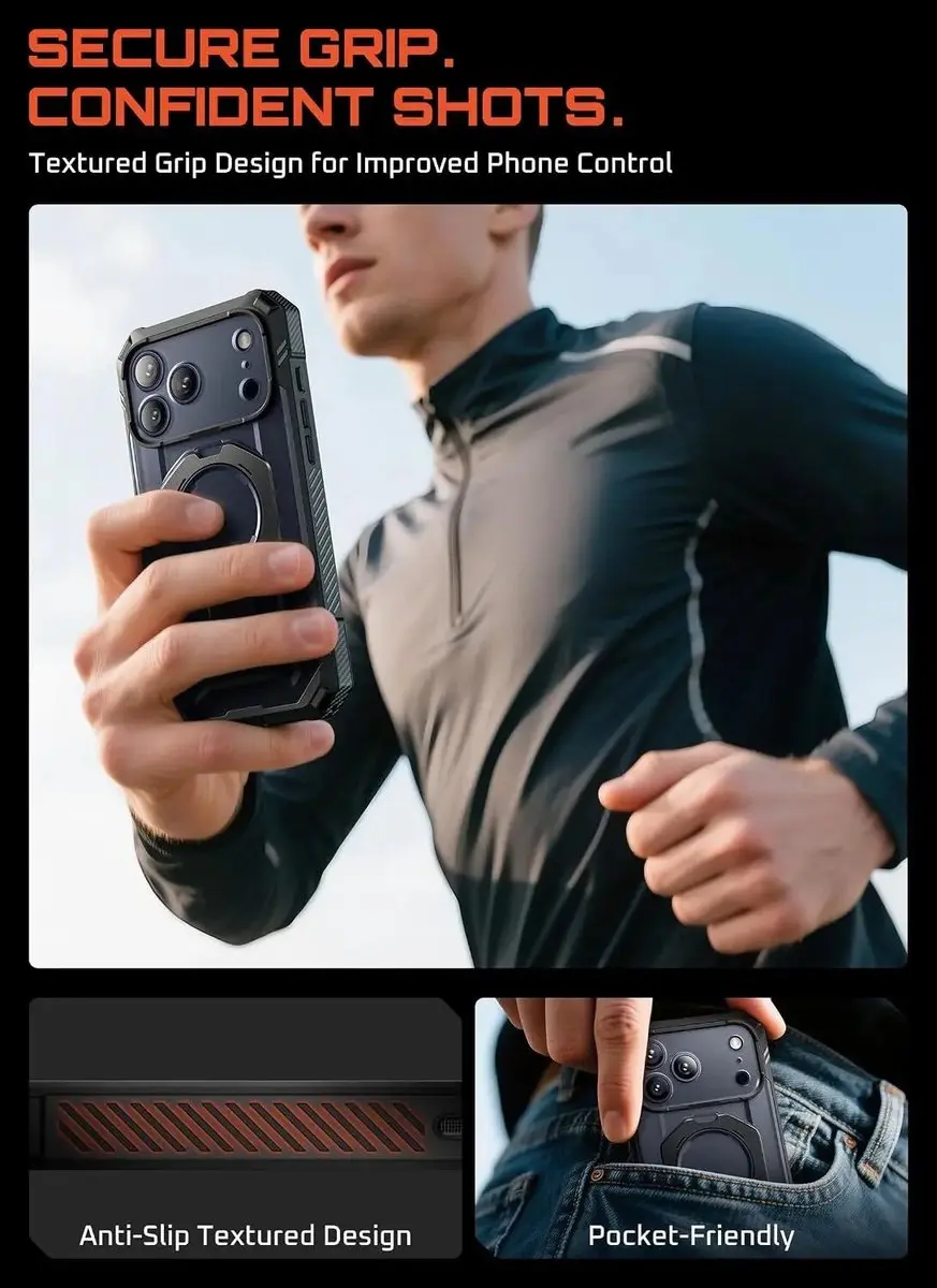 Supcase UB Grip Hoesje iPhone 18 Pro Max - Ingebouwde Screenprotector - MagSafe - Zwart