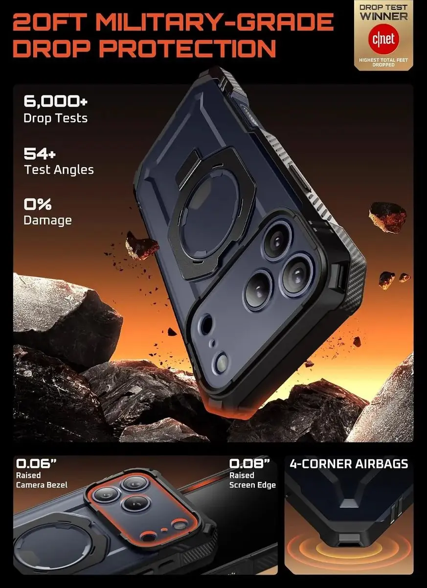 Supcase UB Grip Hoesje iPhone 18 Pro Max - Ingebouwde Screenprotector - MagSafe - Zwart