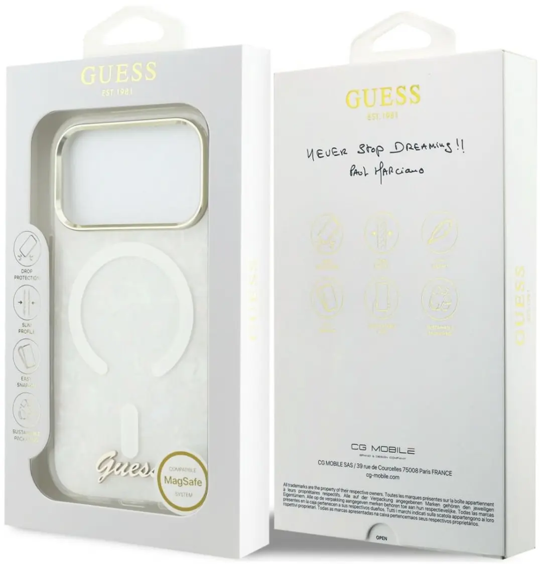 Guess Backcover Hoesje iPhone 17 Pro Max - MagSafe - Wit