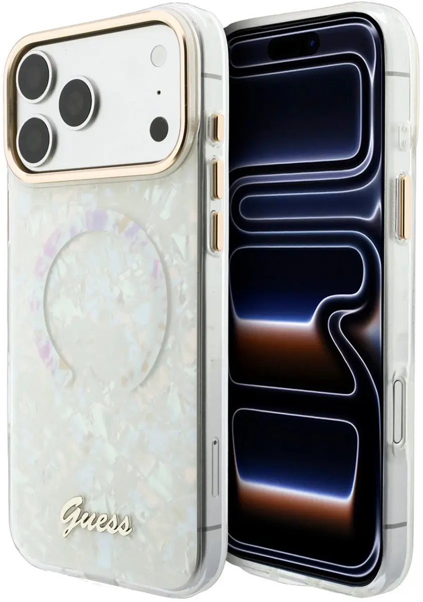 Guess Backcover Hoesje iPhone 17 Pro Max - MagSafe - Wit