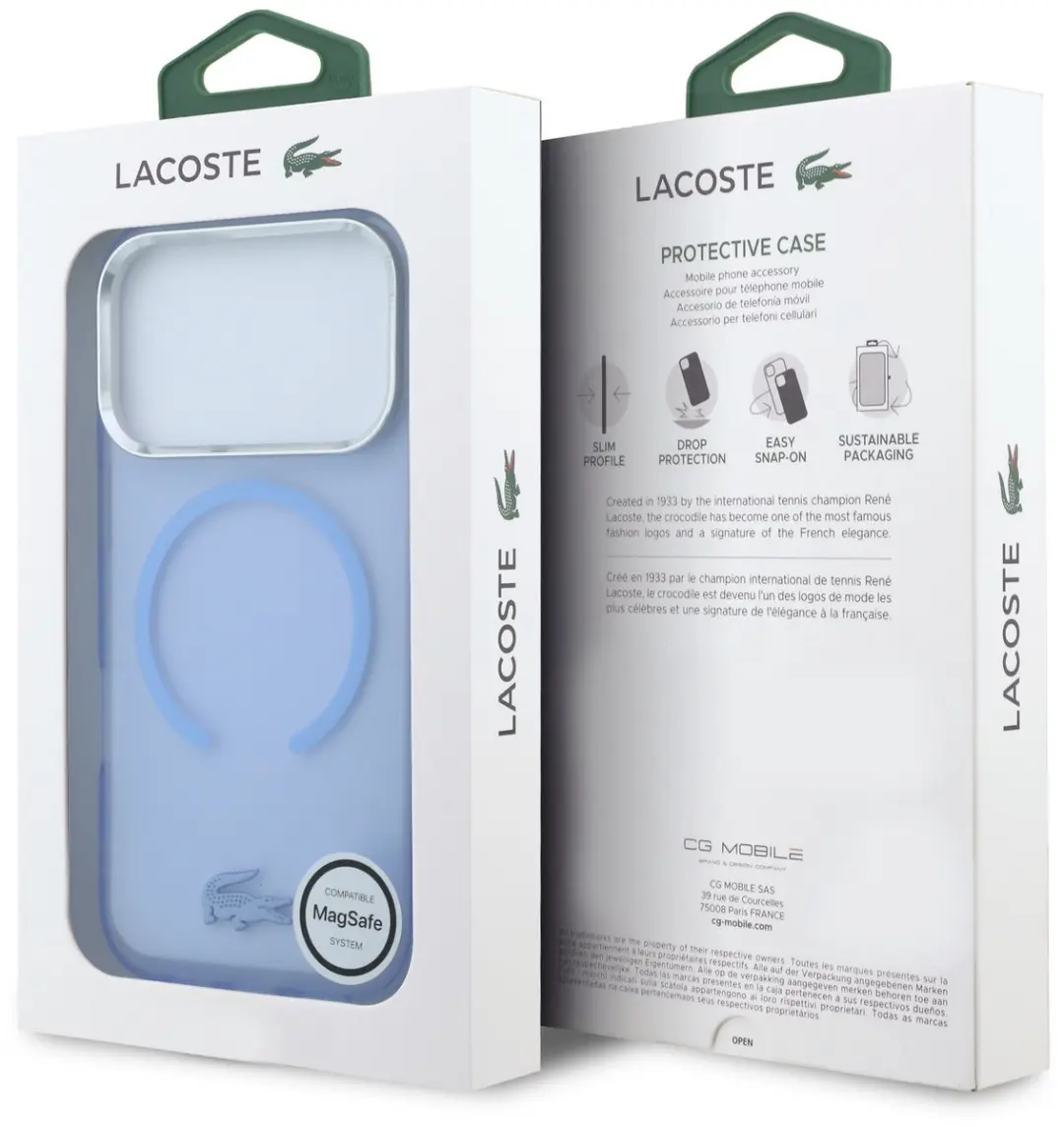 Lacoste Backcover Hoesje iPhone 18 Pro - Blauw - MagSafe