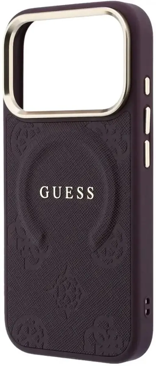 GUESS Hoesje iPhone 17 Pro Peony Hot Stamp - MagSafe - Burgundy