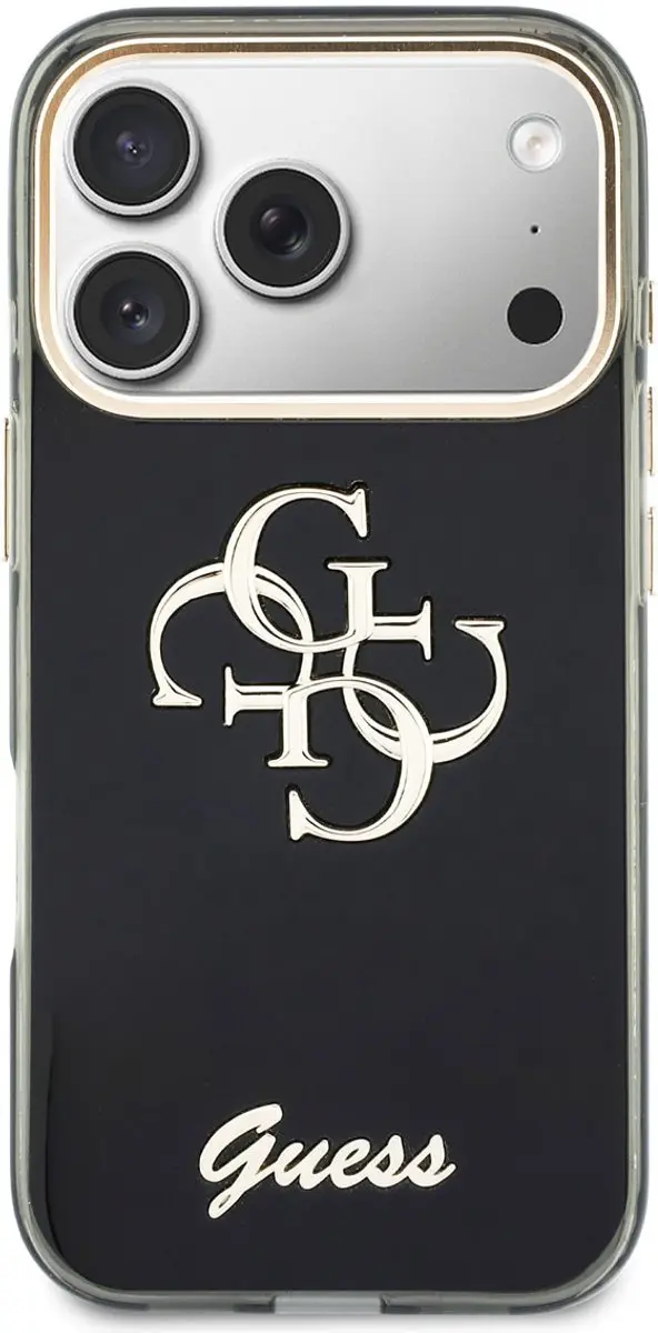 GUESS Backcover Hoesje iPhone 18 Pro - HC IML 4G Script Metal - Zwart