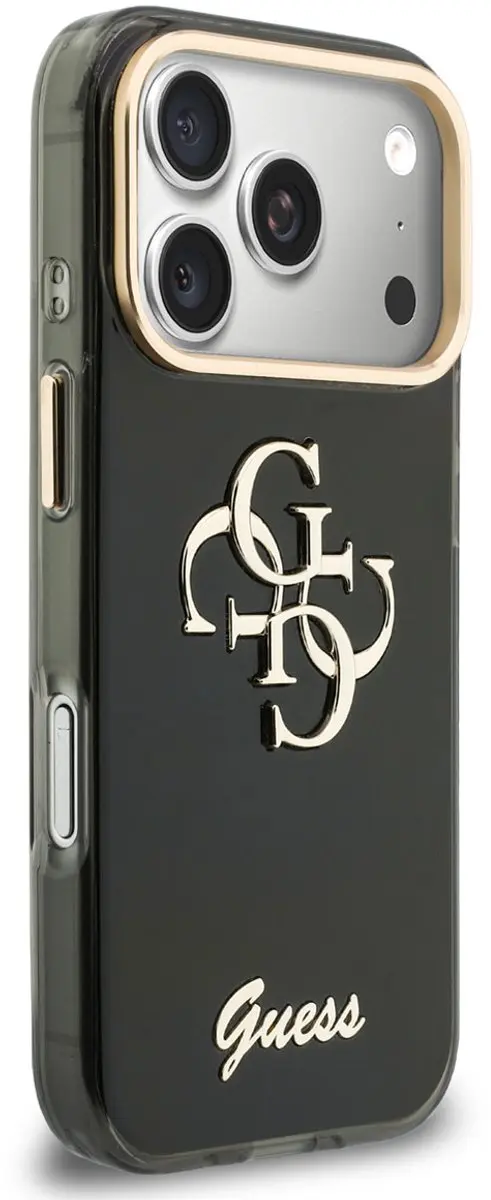 GUESS Backcover Hoesje iPhone 18 Pro - HC IML 4G Script Metal - Zwart