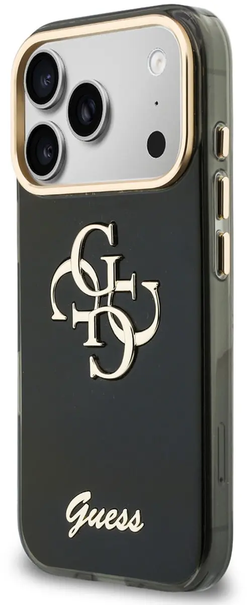 GUESS Backcover Hoesje iPhone 18 Pro - HC IML 4G Script Metal - Zwart