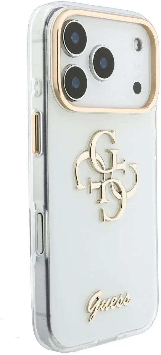 GUESS Backcover Hoesje iPhone 18 Pro Max HC IML 4G Script Metal - Wit