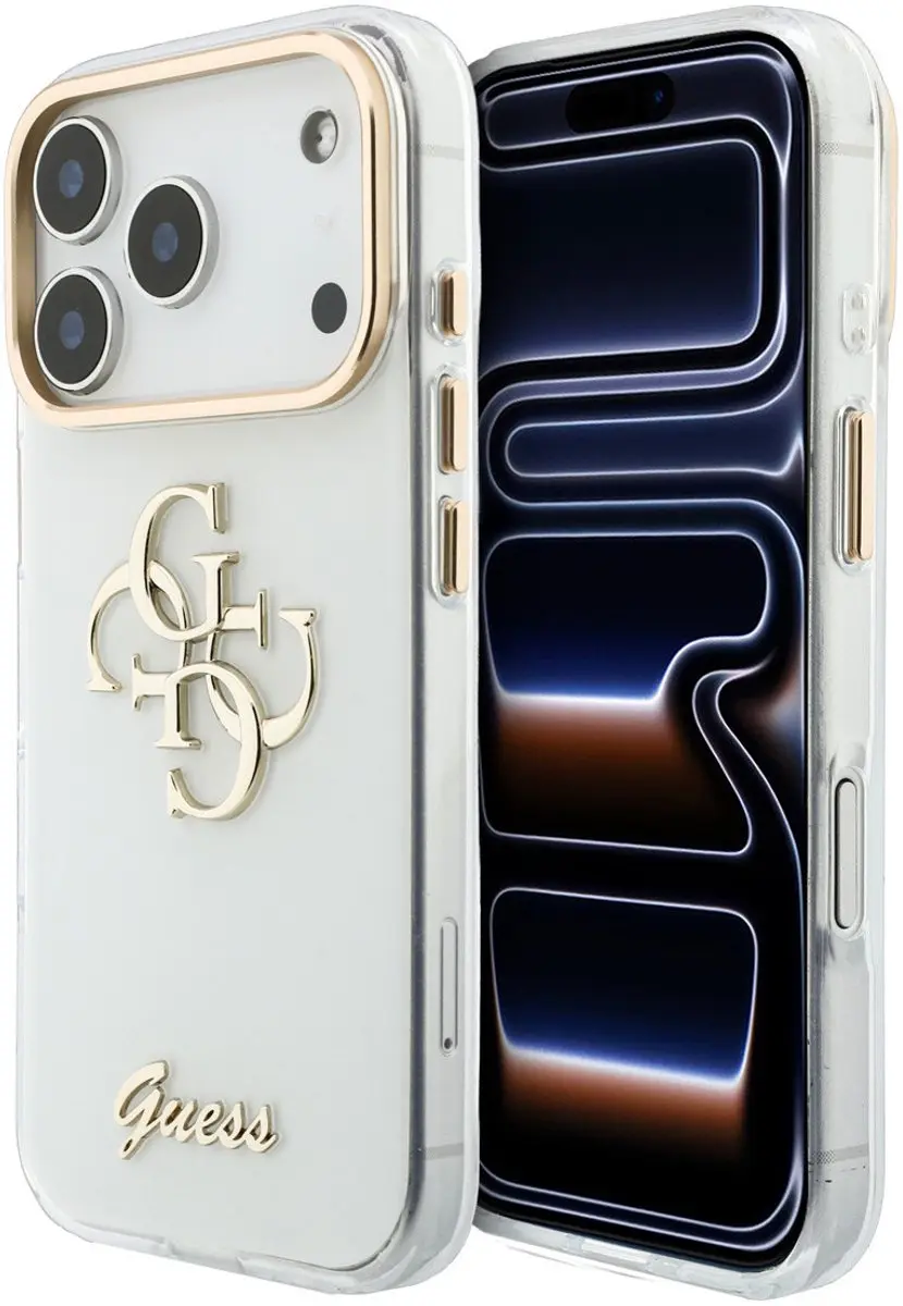 GUESS Backcover Hoesje iPhone 18 Pro Max HC IML 4G Script Metal