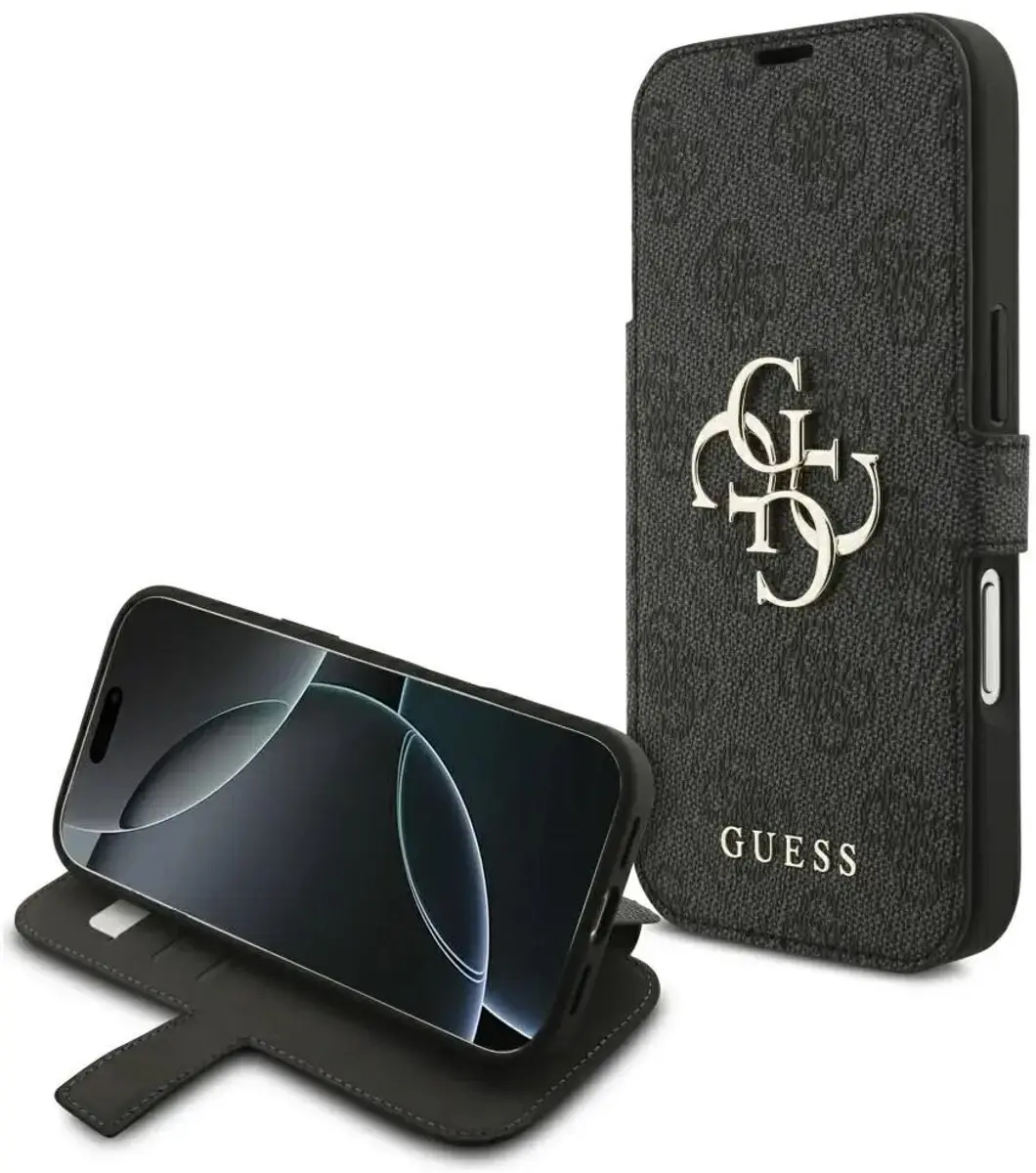 GUESS Hoesje iPhone 18 Pro Wallet Book - 3 Pasjes - Zwart