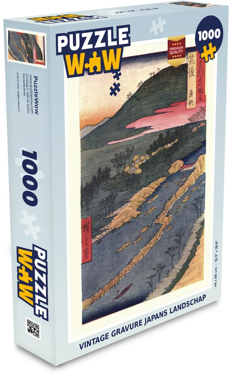 PuzzleWow Vintage Gravure Japans Landschap Legpuzzel 1000 Stuks