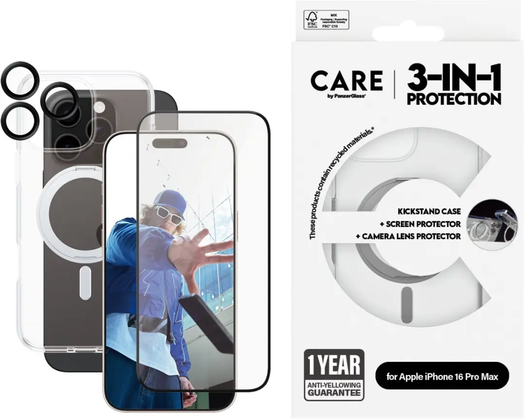 PanzerGlass CARE by PG3-in-1 iPhone 16 Pro Max - Transparant - afbeelding 6 van 6