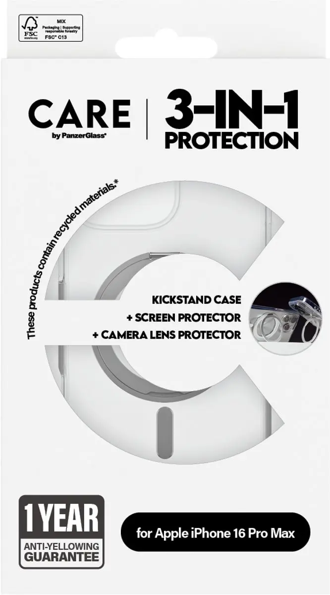 PanzerGlass CARE by PG3-in-1 iPhone 16 Pro Max - Transparant