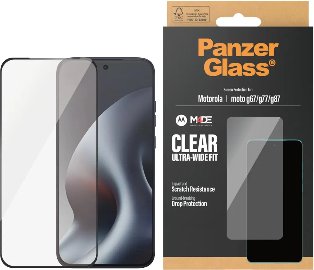 PanzerGlass Screen Protector Moto G67/G77 Ultra-Wide Fit - 1 Stuk