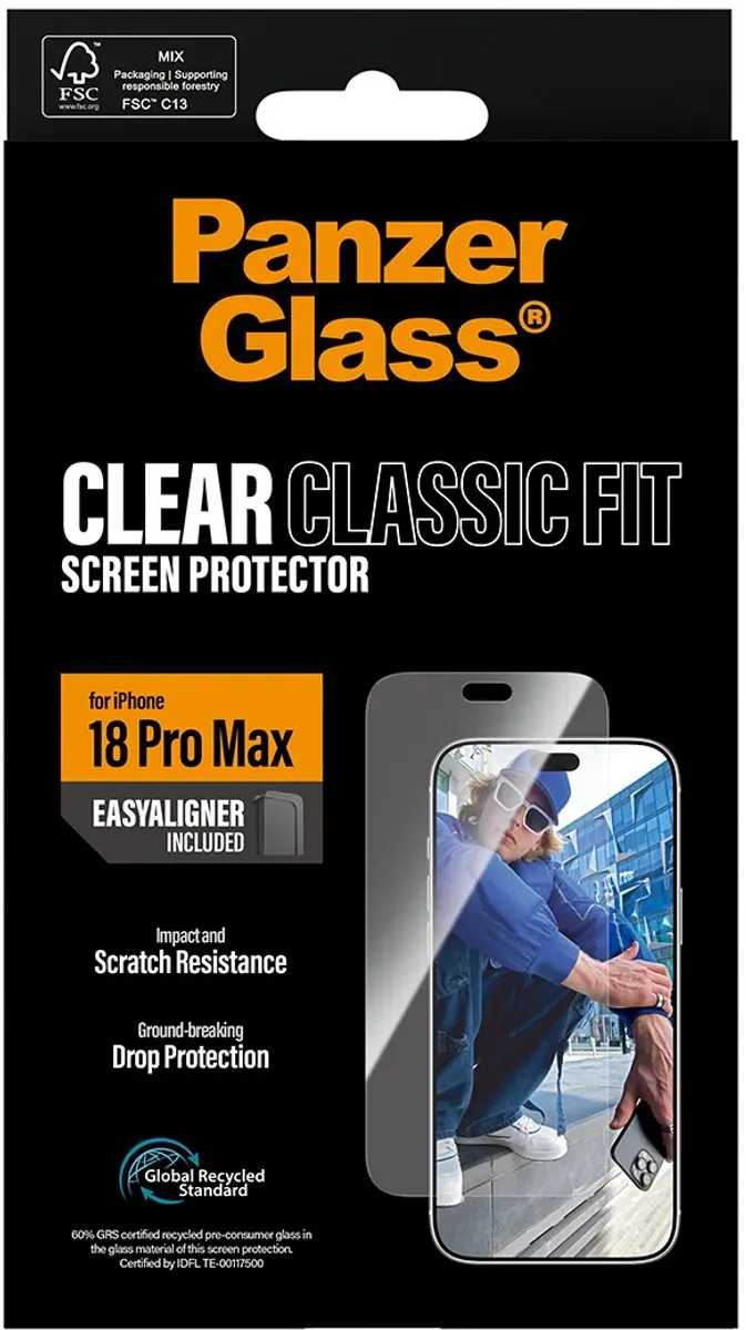PanzerGlass iPhone 18 Pro Max Hoesglas - Classic fit - EasyAligner