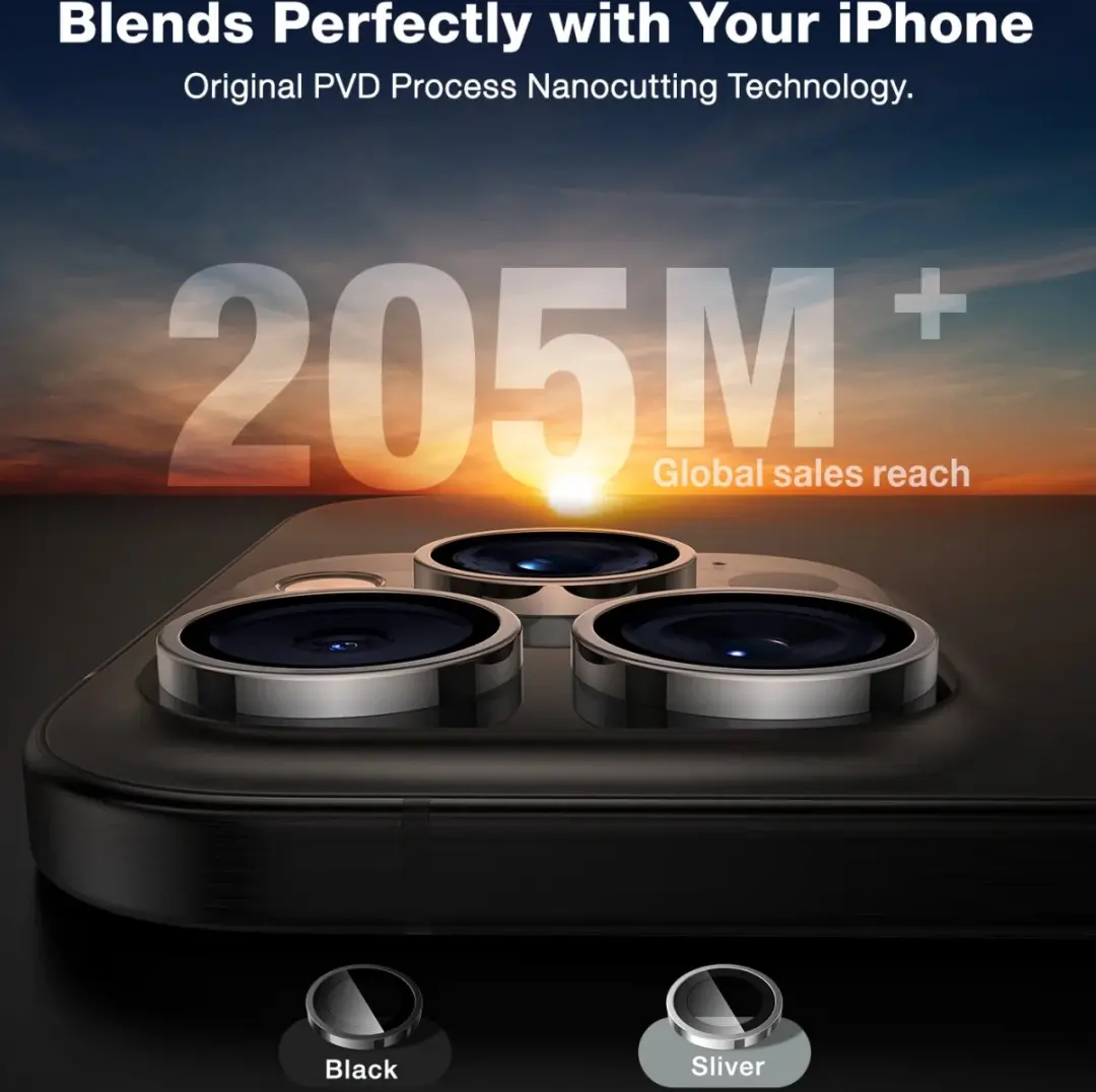 Torras LensGuard iPhone 16 Pro/Max Camera Lens Protector - 9H Glas - Zwart