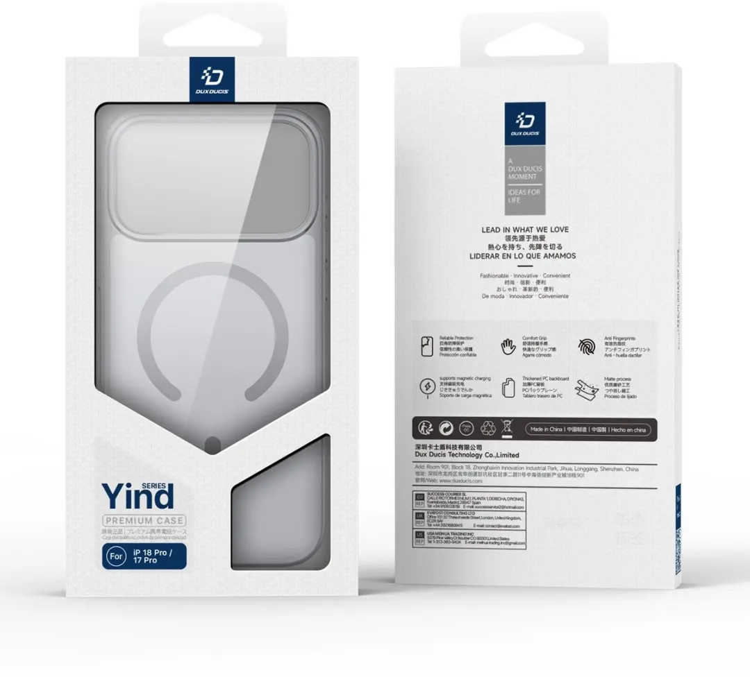 Dux Ducis Yind Series iPhone Hoesje - Mat Transparant Grijs - MagSafe