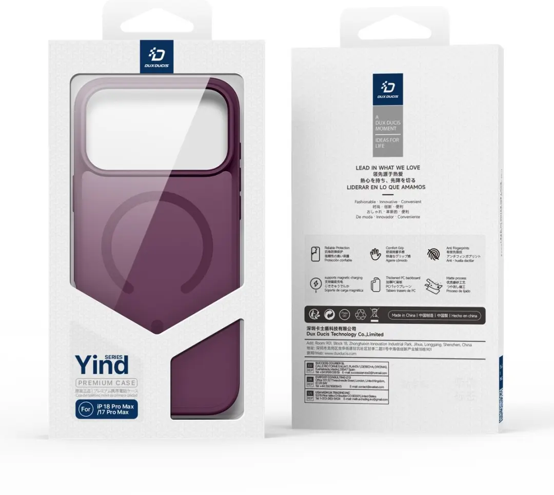 Dux Ducis Yind Series Hoesje iPhone 18/17 Pro Max - Mat Transparant - Aubergine