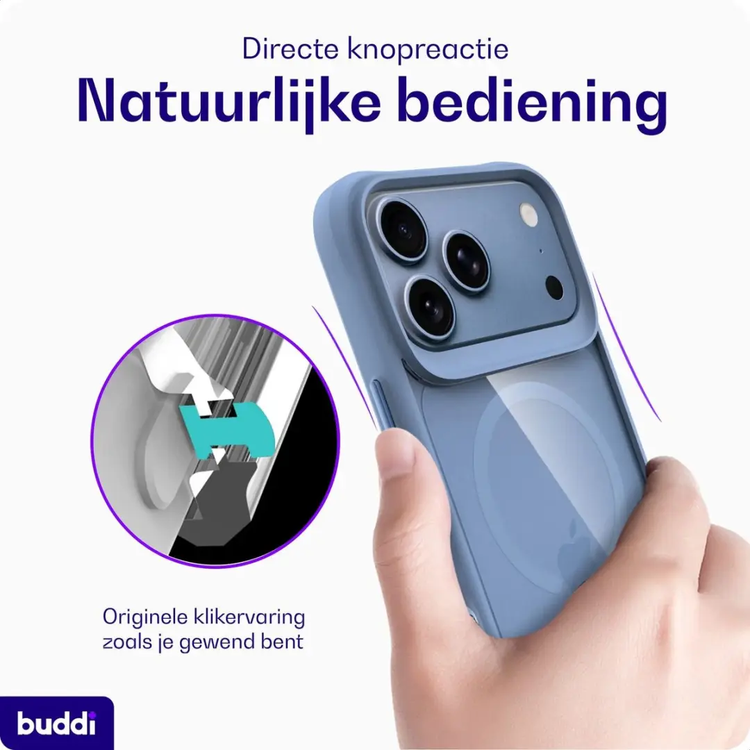 Buddi Hybrid Hoesje iPhone 18 Pro - MagSafe - Blauw