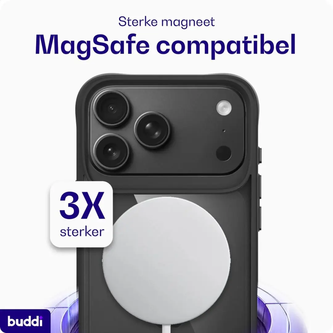 Buddi Hybrid Hoesje iPhone 18 Pro - MagSafe - Zwart