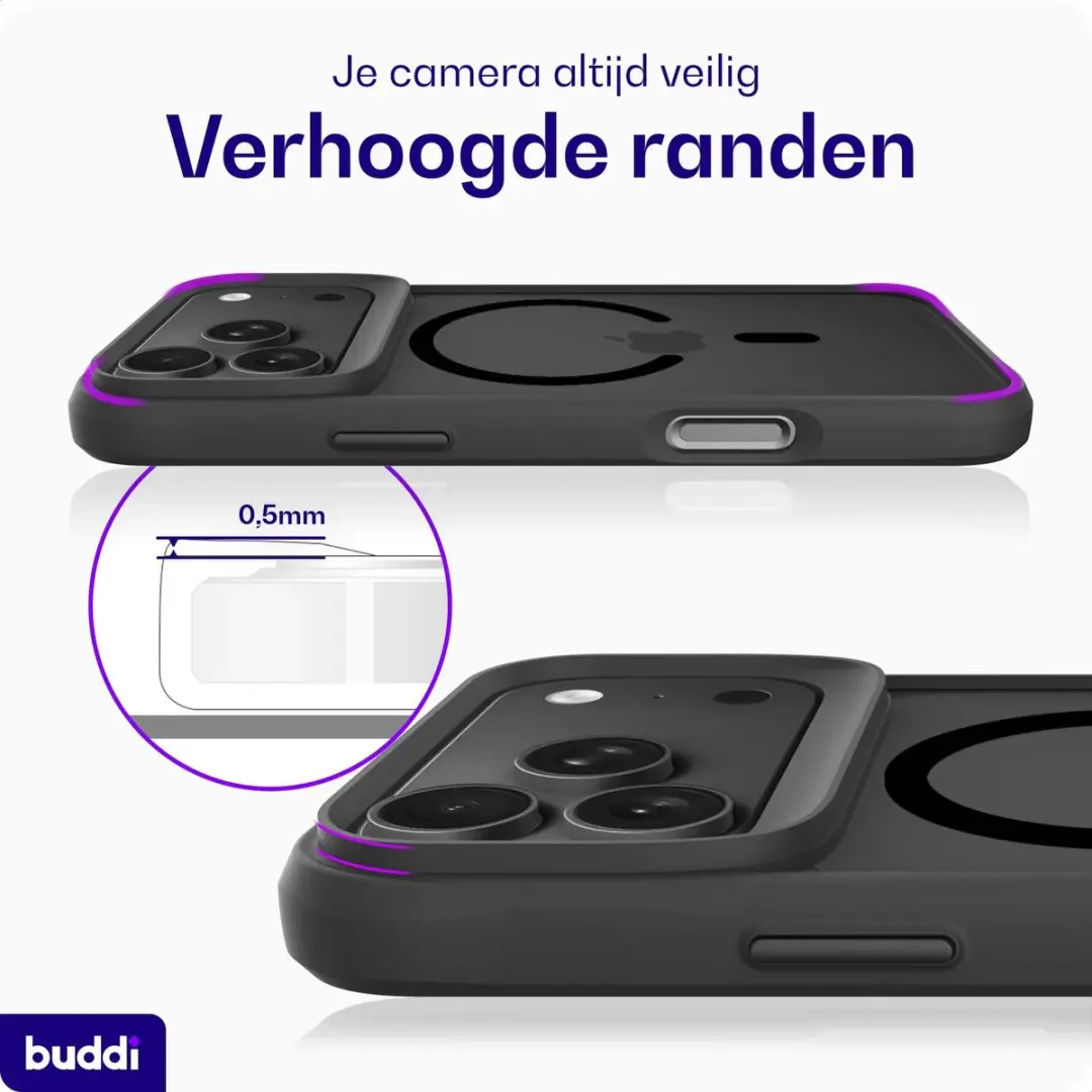 Buddi Hybrid Hoesje iPhone 18 Pro - MagSafe - Zwart