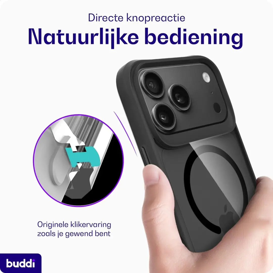 Buddi Hybrid Hoesje iPhone 18 Pro Max - MagSafe - Zwart
