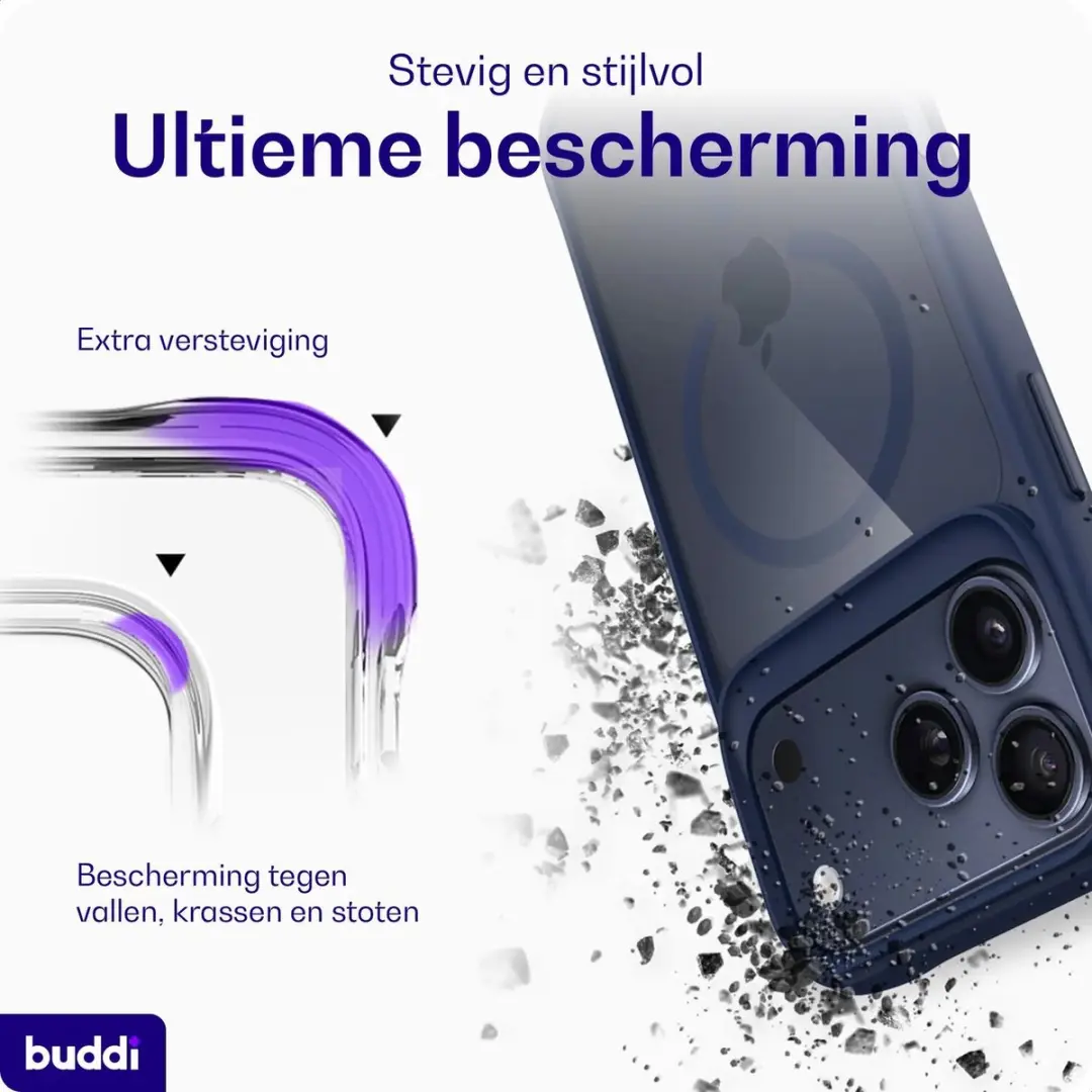 Buddi Hybrid Hoesje iPhone 18 Pro - MagSafe - Transparant Blauw