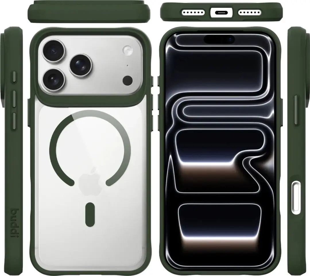 Buddi Hybrid Hoesje iPhone 18 Pro - Transparant Groen - MagSafe