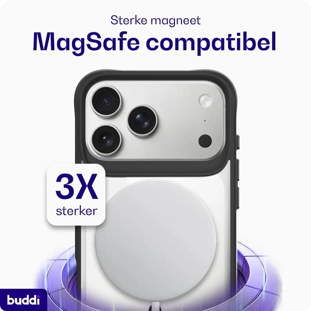 Buddi Hybrid Hoesje iPhone 18 Pro Max - MagSafe - Transparant Zwart