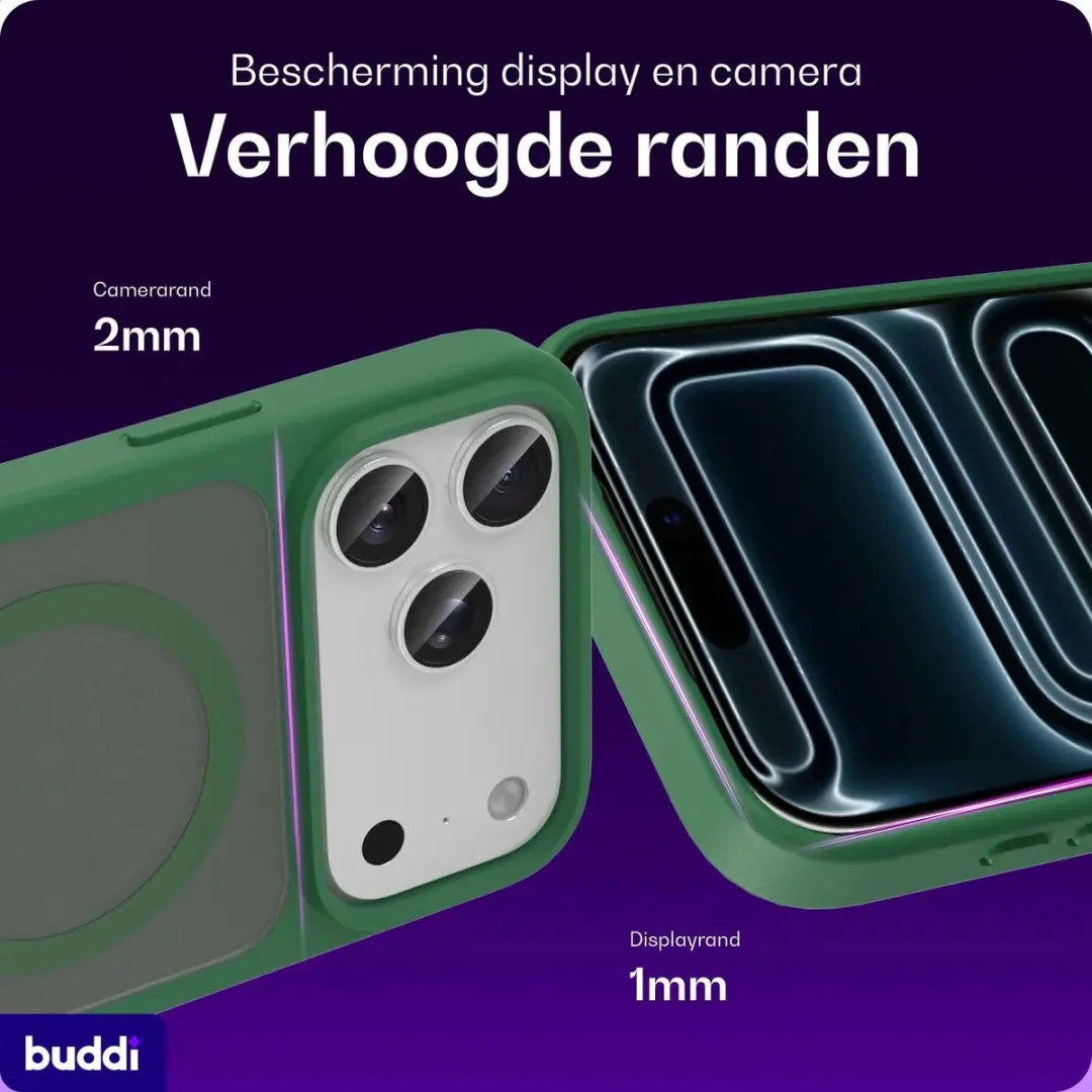 Buddi Frost Hoesje iPhone 18 Pro - Mat Groen - MagSafe