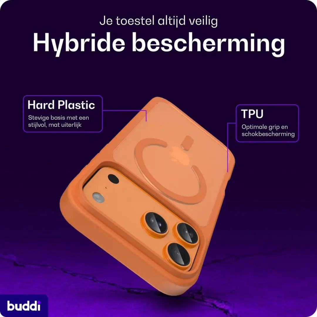 Buddi Frost Hoesje iPhone 18 Pro - Oranje - MagSafe
