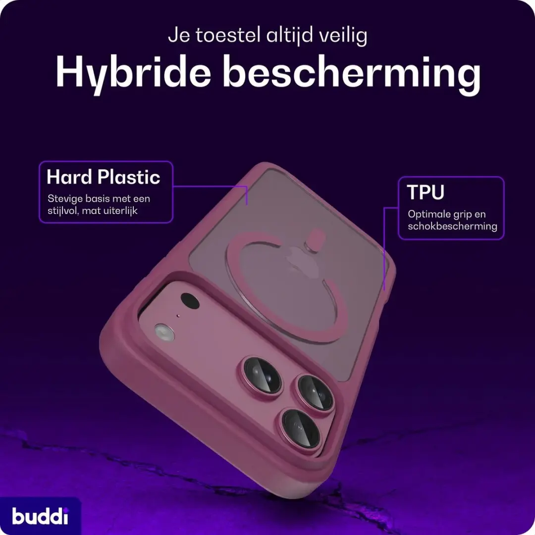 Buddi Frost Hoesje iPhone 18 Pro - Burgundy - MagSafe