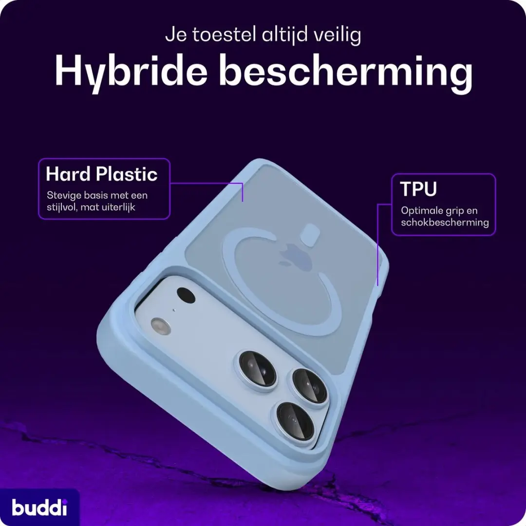 Buddi Frost Hoesje iPhone 18 Pro - Licht Blauw - MagSafe