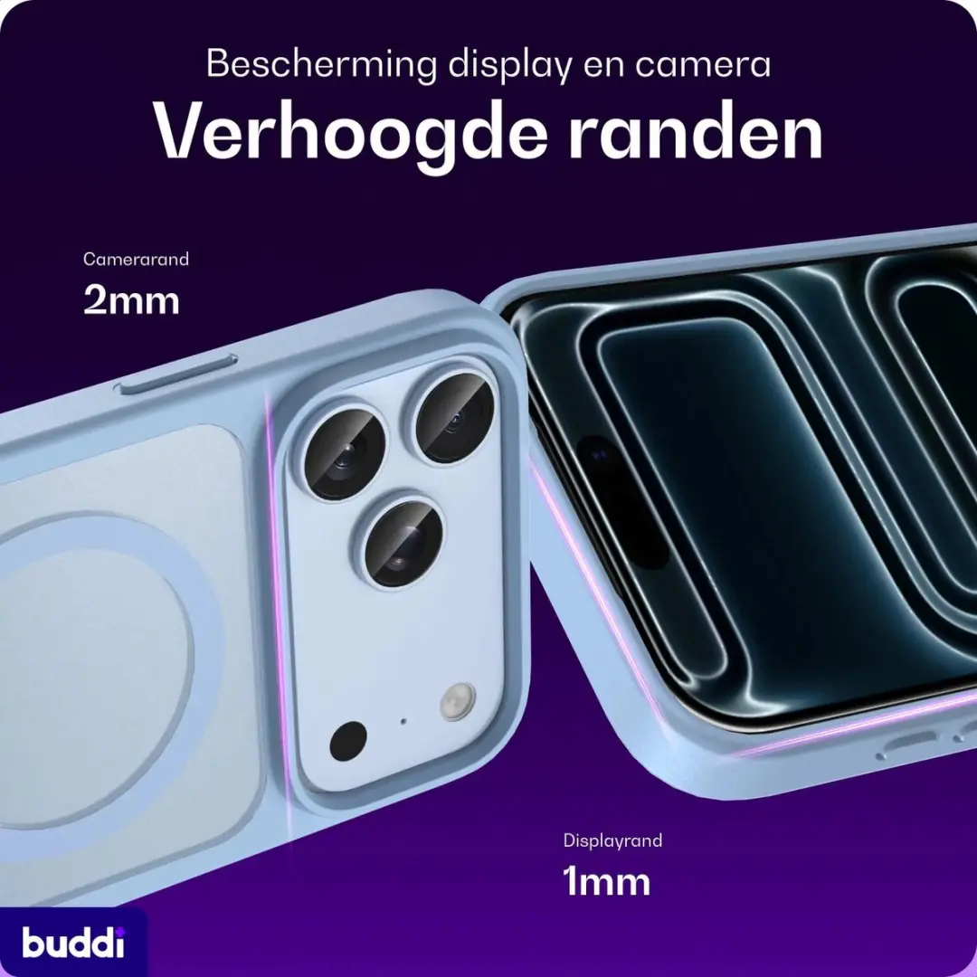 Buddi Frost Hoesje iPhone 18 Pro - Licht Blauw - MagSafe