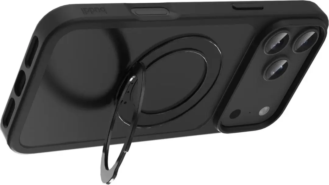 Buddi Frost Hoesje iPhone 18 Pro - Mat Zwart - MagSafe - 360° Stand